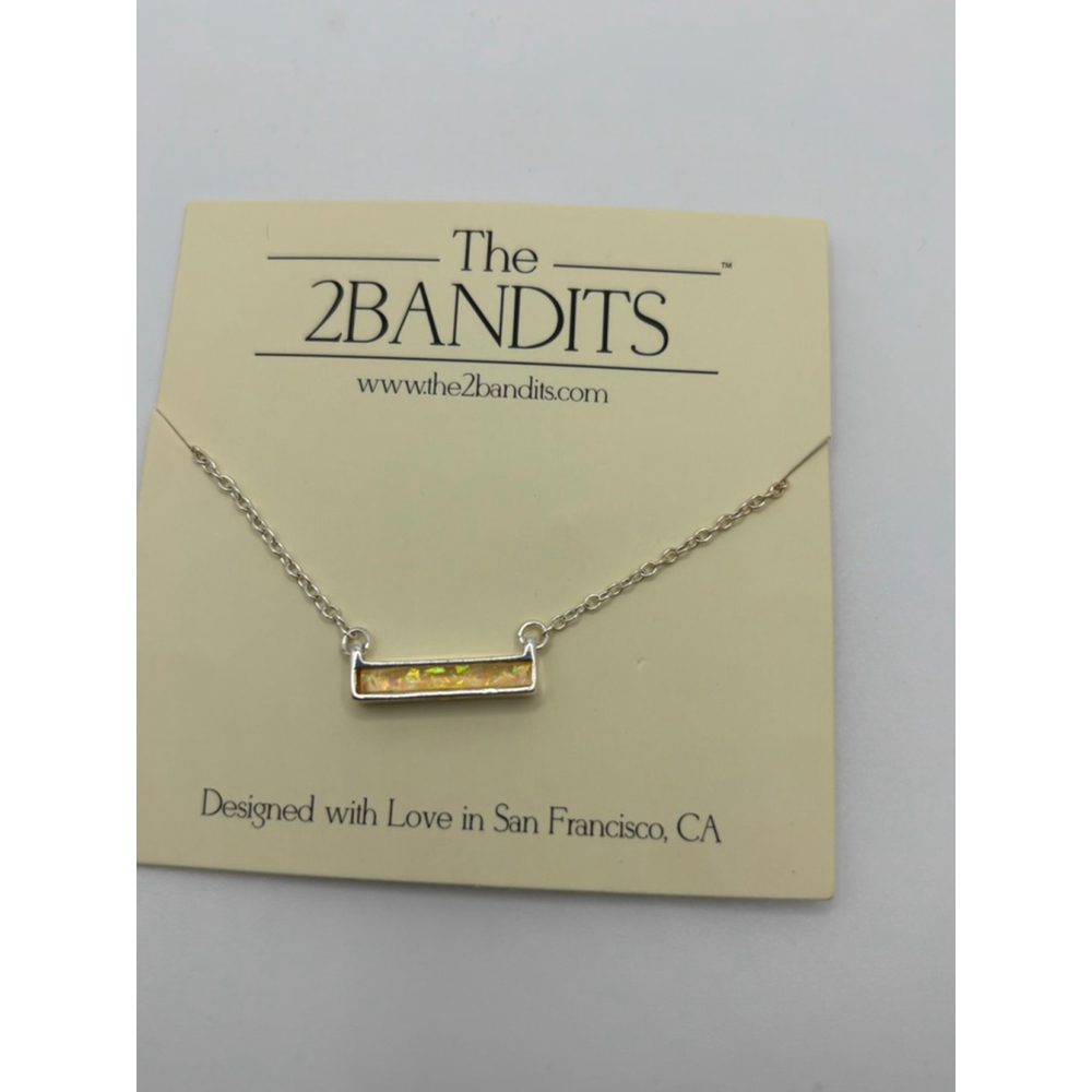 The 2BANDITS Necklace Athens irredescent bar pendant necklace silver plated